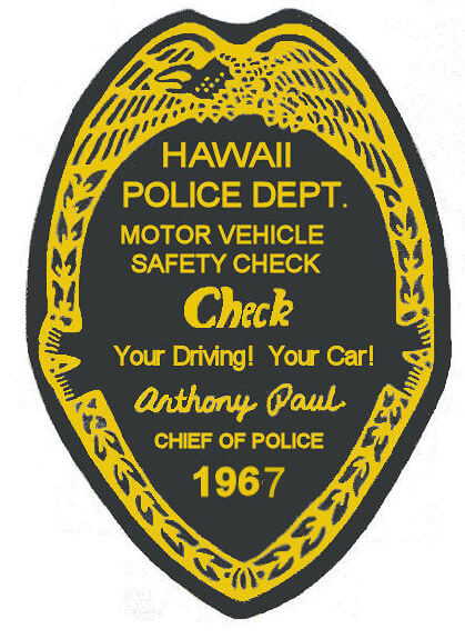 1967 Hawaii inspection sticker HONOLULU